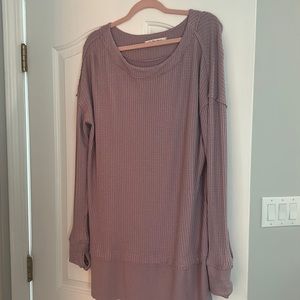 Free People Mauve Long Waffle Knit Tunic
